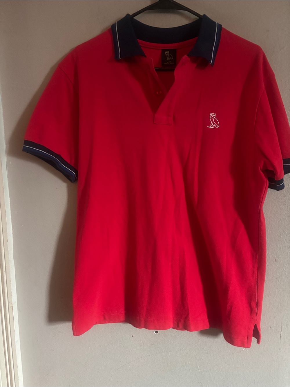 OVO Red Polo with Navy Contrast Collar